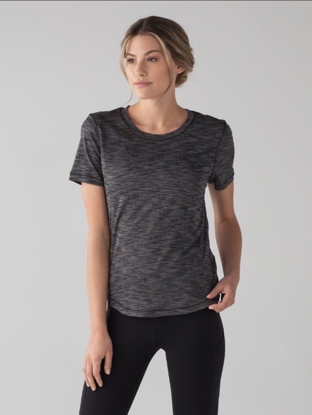 Lululemon Long Distance Short Sleeve Heathered Black Size 8